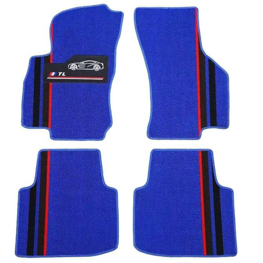 Tapis de Voiture Sur-Mesure Double Couche - Bleu Électrique