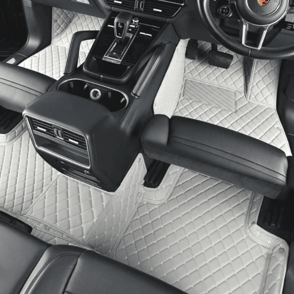 Tapis de Voiture Sur-Mesure en Cuir Diamant - Gris Anthracite