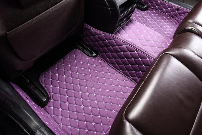 Tapis de Voiture Sur-Mesure Premium en Cuir - Style Diamant Violet